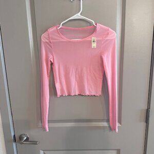 AERIE Magic Mesh Long Sleeve Top NWT Pink Sizes S & M